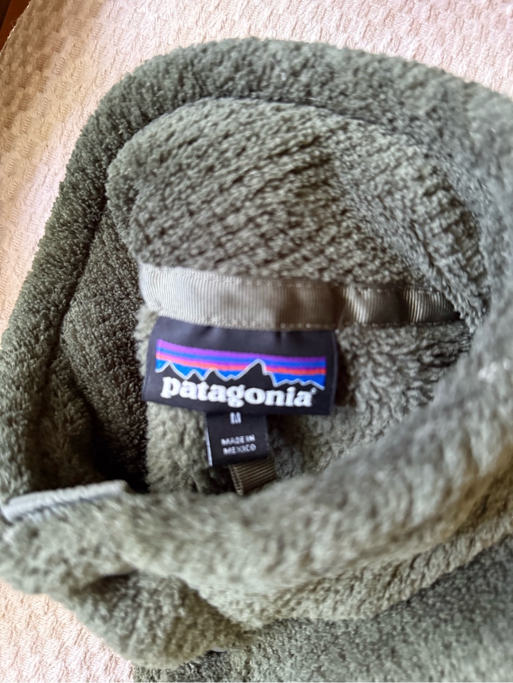Patagonia Olive Green Men’s M 3/4 Snap  Fleece Pullover - Picture 5 of 5